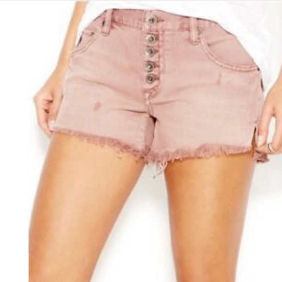 FREE PEOPLE RUNAWAY SLOUCH Mauve Denim Shorts 27 - Picture 3 of 10